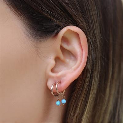 Opal Taşlı Rose Gold Halka Gümüş Küpe