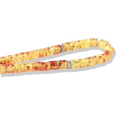 Osmanlı Armalı Gümüş Püsküllü Kapsül Kesim Kehribar Tesbih