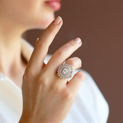 Oval Mekik Taşlı Sky Diamond  Gümüş Yüzük