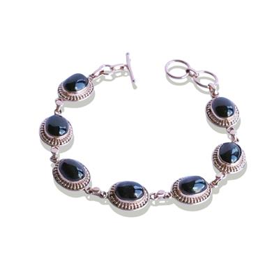 Oval Onix Taşlı Rose Gold Gümüş Bileklik