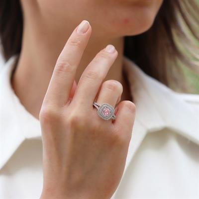 Oval Pembe Icecut Taşlı Gümüş Yüzük