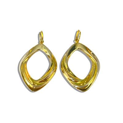 Oval Trend Dörtgen Gold Gümüş Küpe