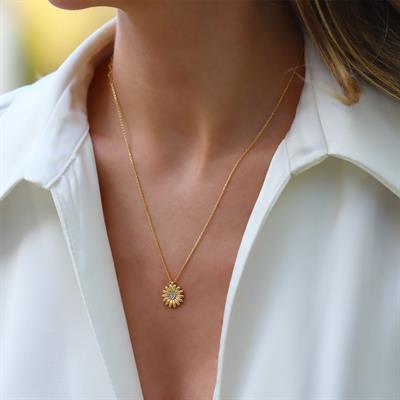 Papatya Kalpli Gold Gümüş Kolye