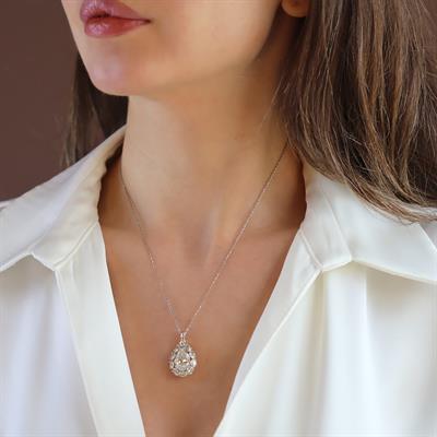 Pear Taşlı Sky Diamond Gümüş Kolye