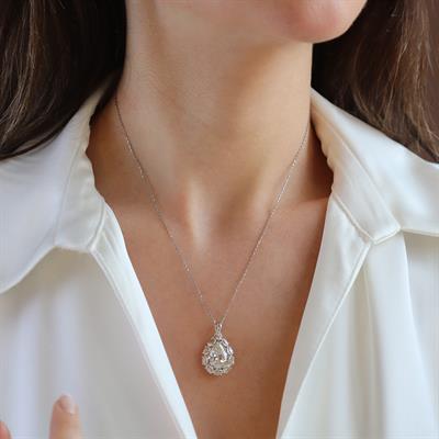 Pear Taşlı Sky Diamond Gümüş Kolye