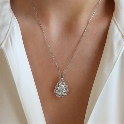 Pear Taşlı Sky Diamond Gümüş Kolye