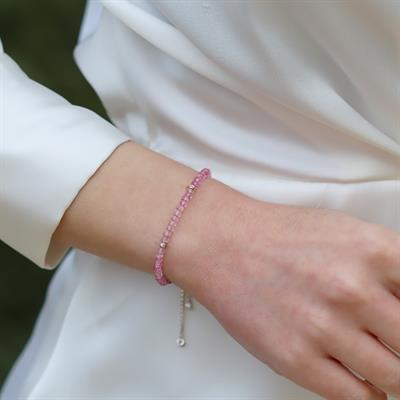 Pembe Kuvars Taşlı Asansörlü Gümüş Bileklik