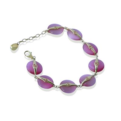 Pembe Kuvars Taşlı Gold Gümüş Bileklik