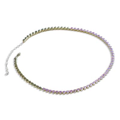 Pembe Taşlı Su Yolu Gold Gümüş Kolye