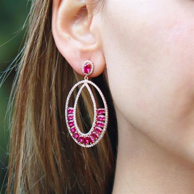 Pembe Zirkon Taşlı Glamore Rose Gold Kaplama Gümüş Küpe