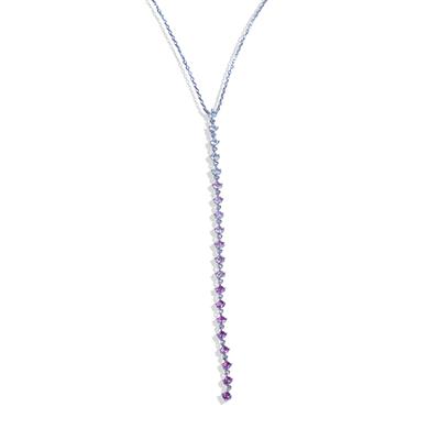 Pembe Zirkon Taşlı Gümüş Y Kolye