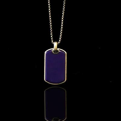 Plaka Mineli Oksitli Gümüş Erkek Kolye