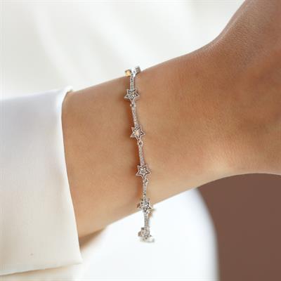 Pndr Yıldız Zirkon Taşlı Gümüş Bileklik