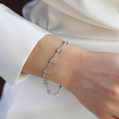 Pndr Yıldız Zirkon Taşlı Gümüş Bileklik