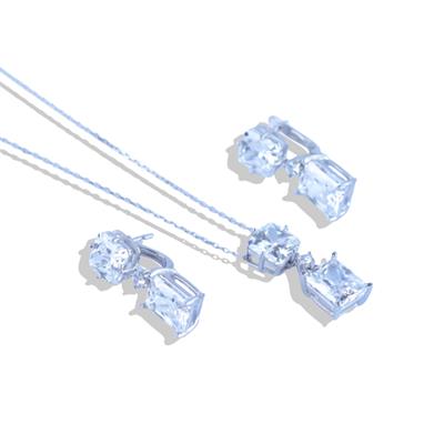 Prenses Kesim Zirkon Taşlı Gümüş Set