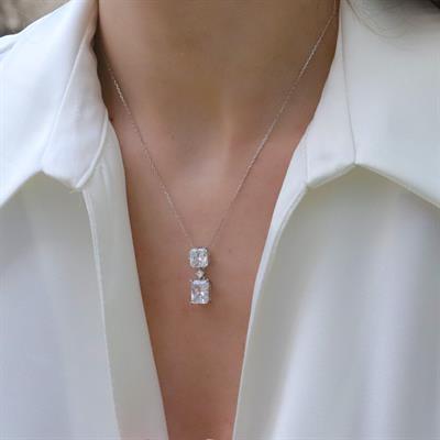 Prenses Kesim Zirkon Taşlı Gümüş Set