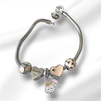 Rabbit Family Charm Çelik Bileklik