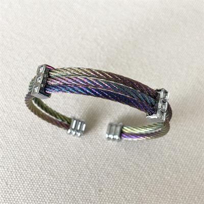 Renkli Hasır Çelik Kelepçe Küpe Set