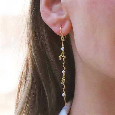 Renkli Taşlı Trend Gold Gümüş Küpe