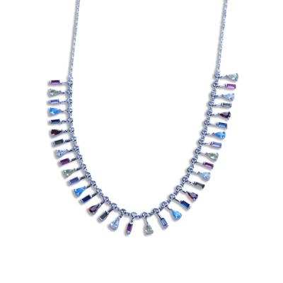 Renkli Trend Taşlı Gümüş Kolye