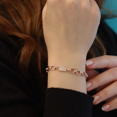 Rose Gold Kaplama Trend Gümüş Bileklik