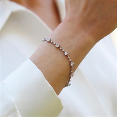 Round Kesim Starlight Diamond Gümüş Bileklik