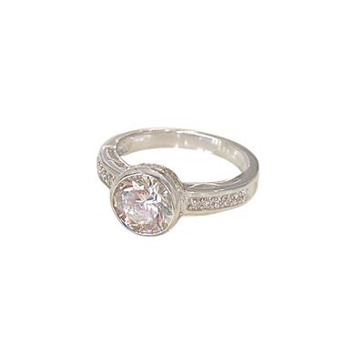 Round Tektaş 1.50CT Sky Diamond Gümüş Yüzük