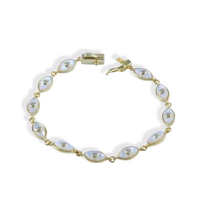 Sedefli Göz Gold Gümüş Bileklik