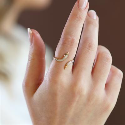 Serpent Gold Ayarlanabilir Gümüş Yüzük