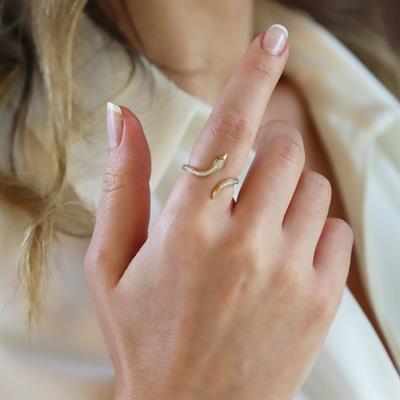 Serpent Gold Ayarlanabilir Gümüş Yüzük