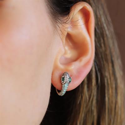 Serpent Mine Taşlı Gümüş Küpe