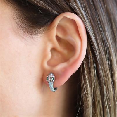 Serpent Mine Taşlı Gümüş Küpe