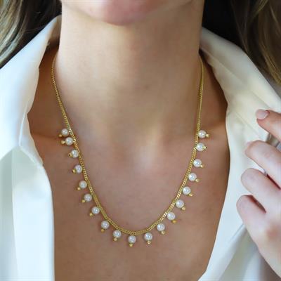 Sıra incili Gold Trend Gümüş Kolye