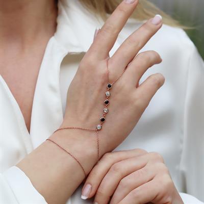 Sıra Zirkon Taşlı Rose Gold Gümüş Şahmeran