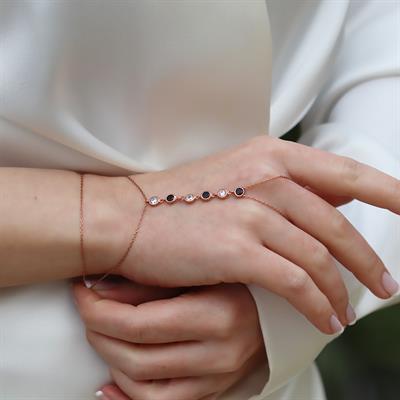 Sıra Zirkon Taşlı Rose Gold Gümüş Şahmeran