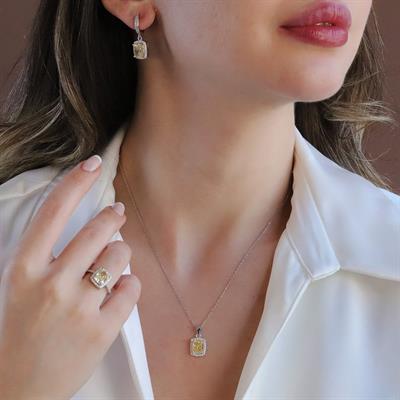 Sitrin Icecut Taşlı Gümüş Set