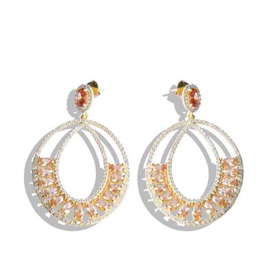 Sitrin Taşlı Glamore Gold Gümüş Küpe