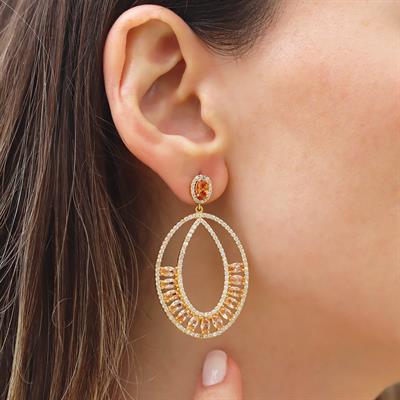 Sitrin Taşlı Glamore Gold Gümüş Küpe