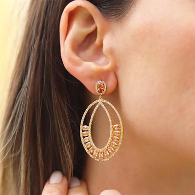 Sitrin Taşlı Glamore Gold Gümüş Küpe