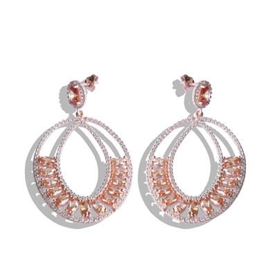 Sitrin Taşlı Glamore Rose Gold Gümüş Küpe