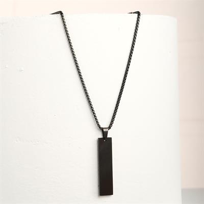 Siyah Plaka Erkek Çelik Kolye