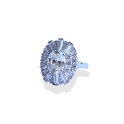 Sky Diamond Baget Oval Kesimli Gümüş Yüzük