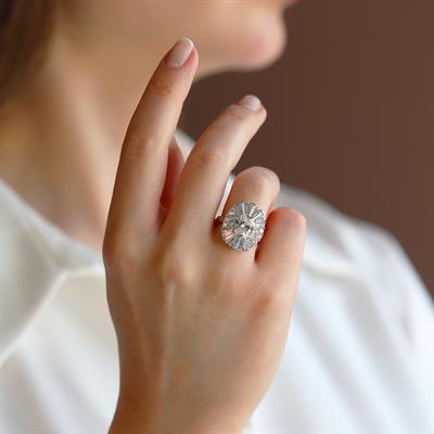 Sky Diamond Baget Oval Kesimli Gümüş Yüzük