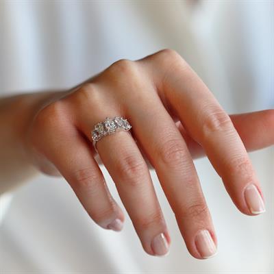 Sky Diamond Pear Kesimli Gümüş Yüzük