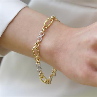 Sonsuzluk Taşlı Hallow Gold Gümüş Bileklik