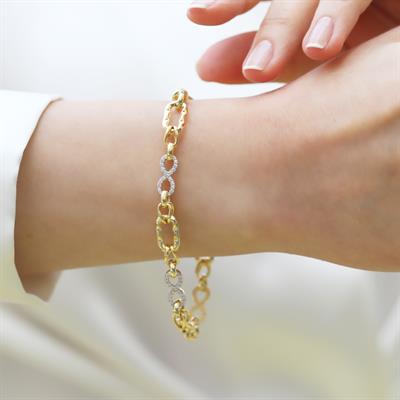 Sonsuzluk Taşlı Hallow Gold Gümüş Bileklik