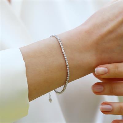 Su Yolu 1mm Zirkon Taşlı Gümüş Bileklik