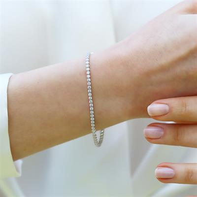 Su Yolu 1mm Zirkon Taşlı Gümüş Bileklik