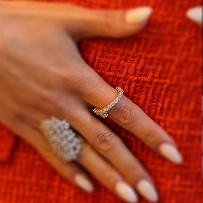 Tamtur Taşlı Gold Gümüş Yüzük