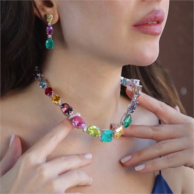 Swarovski Cubic Taşlı Gümüş Gerdanlık
